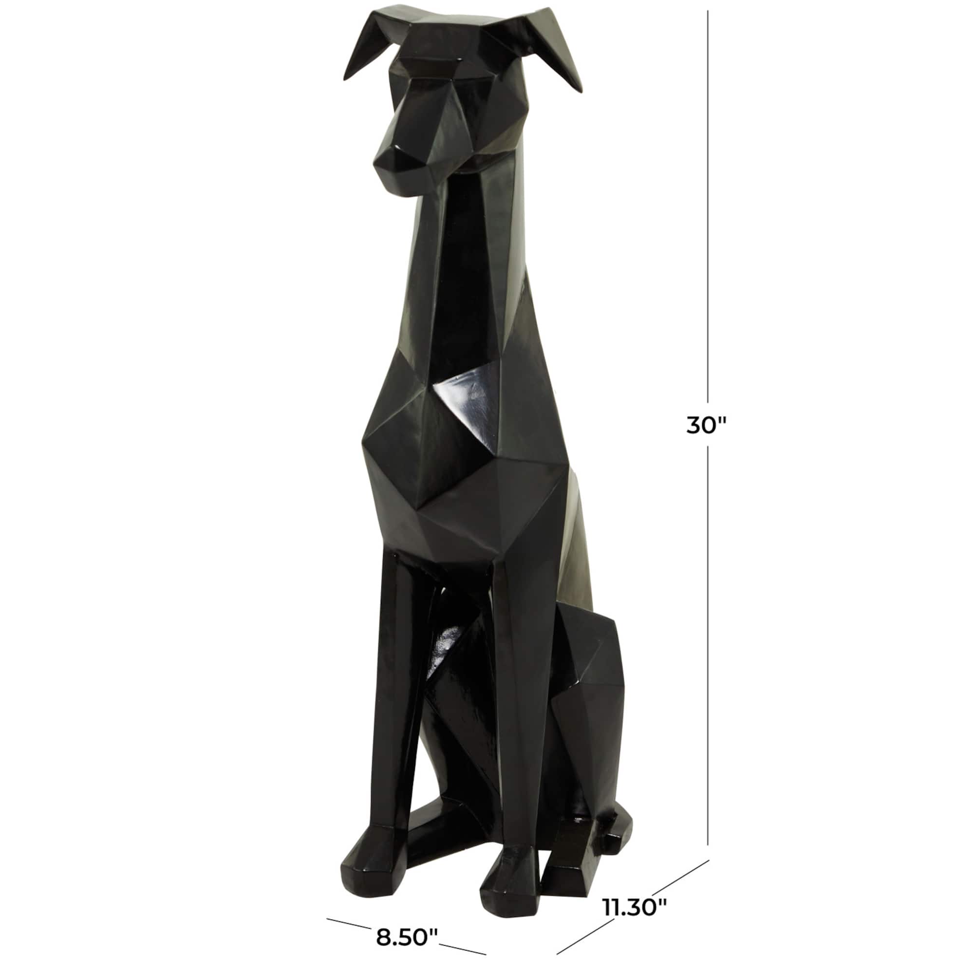 30" Silver Cubist Dog Sculpture